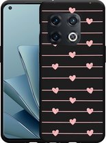 OnePlus 10 Pro Hoesje Zwart Pink Love - Designed by Cazy