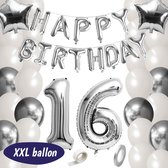 Sweet Sixteen Versiering Pakket – 16 Jaar Verjaardag Decoratie - Happy Birthday Helium Ballonnen – Verjaardag Versiering – XXL Folieballonnen Set - Themafeest - Tiener Party Feestpakketten - 