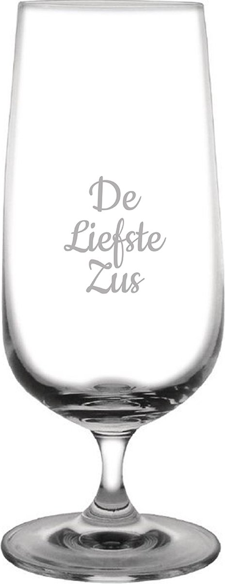 Gegraveerde bierglas op voet 41cl De Liefste Zus