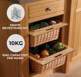 3 x Paniers de rangement à tiroirs extensibles en osier pour cuisine - 500 mm - Marron - Capacité 10 KG - Kit de fixation inclus - Paniers tiroirs panier tiroir