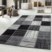 Tapis de salon Shaggy Motif de Diamants Abstrait Tapis Design Noir