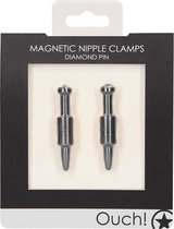 Magnetic Nipple Clamps - Diamond Pin - Grey - Bondage Toys grey