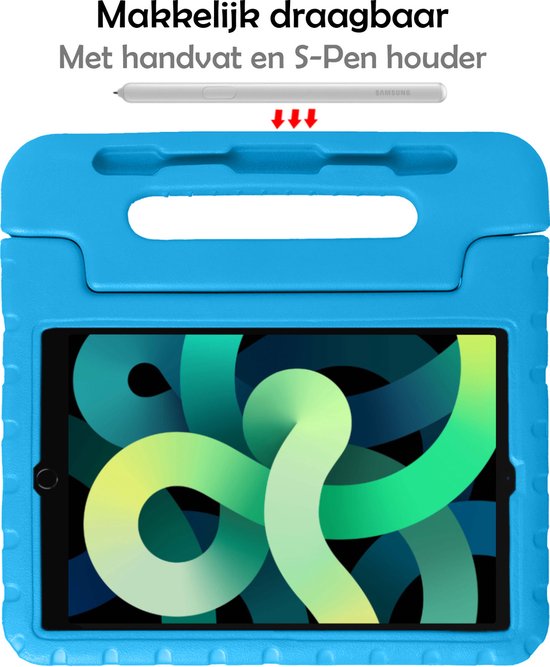 Coque Enfant iPad Air 5 2022 10.9 Coque Kids Avec 2x Protecteurs D'écran - Blauw Clair