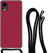 Hoesje met koord Geschikt voor iPhone XR - Rood - Effen kleur - Siliconen - Crossbody - Backcover met Koord - Telefoonhoesje met koord - Hoesje met touw