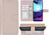 Hoesje Motorola Moto E20 - Bookcase - Pu Leder Wallet Book Case Rose Goud Cover