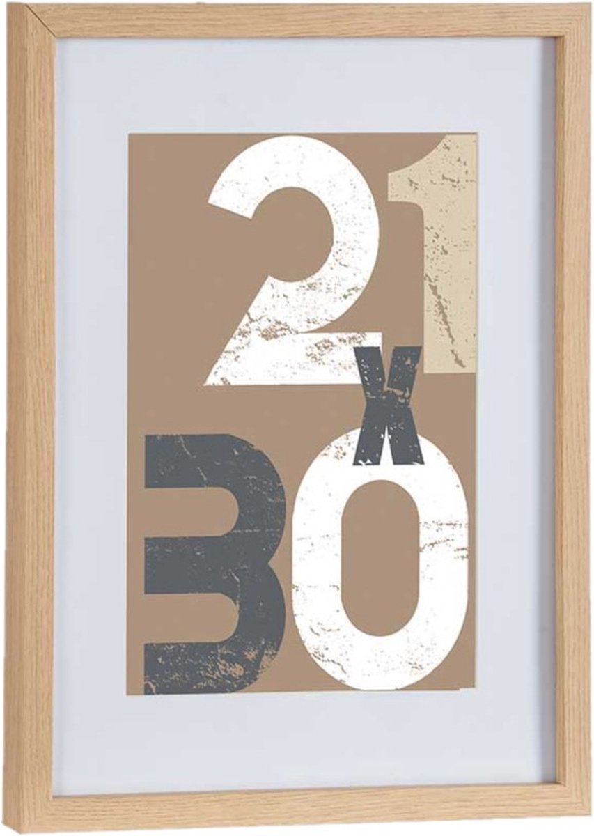 Houten fotolijst - bruin - 30 x 40 cm - fotolijstje - met passe-partout - voor foto's van 21 x 30 cm