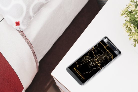 Telefoonhoesje Geschikt voor Samsung Galaxy A80 hoesje - Amstelveen - Stadskaart - Goud - Siliconen Telefoonhoesje Telefoonhoesje