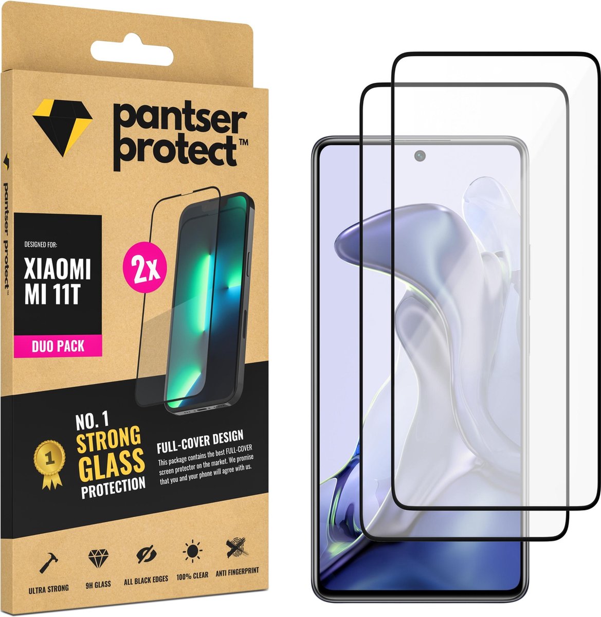 DUO-PACK - 2x Pantser Protect™ Glass Screenprotector Geschikt voor Xiaomi 11T - Case Friendly - Premium Pantserglas - Glazen Screen Protector