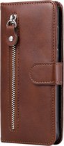 iPhone SE 2022 Book Case Hoesje met Rits - Kunstleer - Pasjeshouder - Portemonnee - Apple iPhone SE 2022 - Bruin