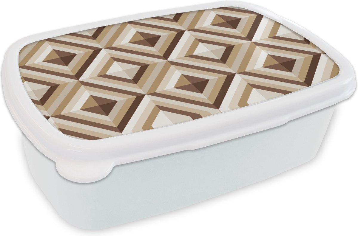 Broodtrommel Wit - Lunchbox - Brooddoos - Retro - Ster - Design - 18x12x6 cm - Volwassenen