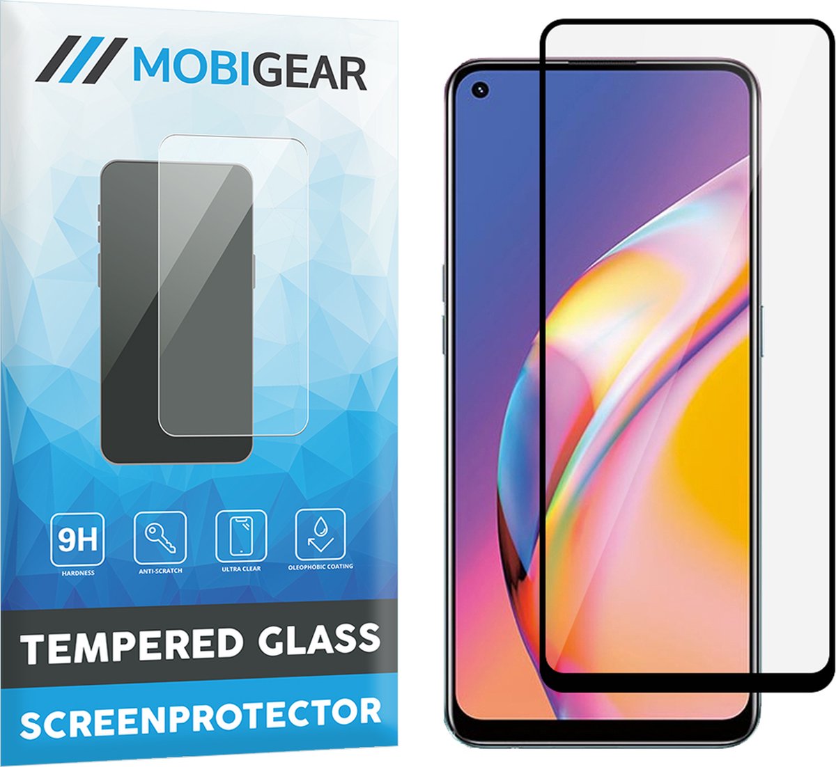 Mobigear Screenprotector geschikt voor OPPO A94 Glazen | Mobigear Premium Screenprotector - Case Friendly - Zwart