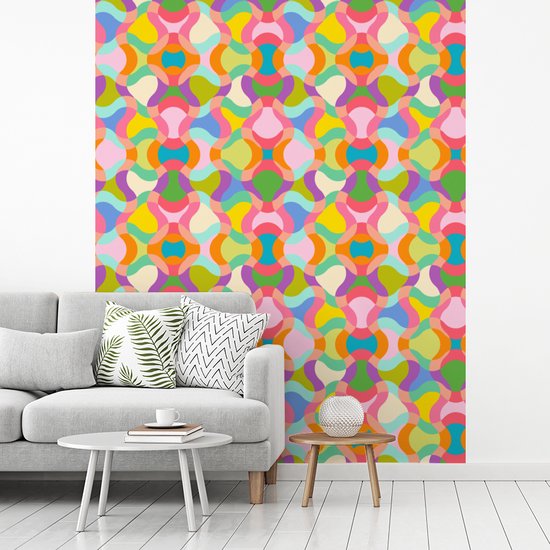 Behang - Fotobehang Design - Abstract - Kleuren - Retro - Breedte 180 cm x hoogte 220 cm