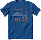 T-34 tank leger T-Shirt | Unisex Army Tank Kleding | Dames / Heren Tanks ww2 shirt | Blueprint | Grappig bouwpakket Cadeau - Donker Blauw - S