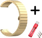 Strap-it bandje metaal goud + toolkit - geschikt voor Garmin Vivoactive 4s / Venu 2s / Vivomove 3s