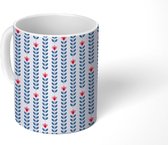 Mok - Koffiemok - Patroon - Bloemen - Rood - Mokken - 350 ML - Beker - Koffiemokken - Theemok