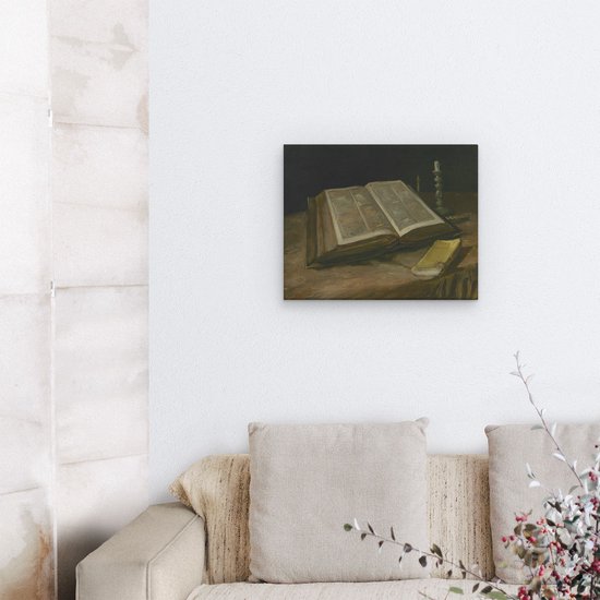 Artaza Toile Peinture Nature Morte avec Bible - Vincent van Gogh - 50x40 - Art - Impression sur Toile