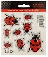 autosticker Ladybug 11 x 10,5 cm 8-delig rood