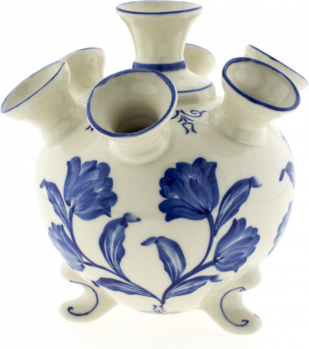 Heinen Delfts Blauw - Tulpenvaas 'Pootjes' (Groot, Blauwe Tulp)