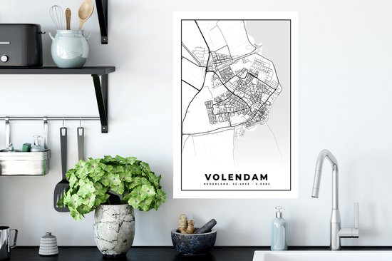 Stickers muraux - Carte - Volendam - 40x60 cm - Feuille adhésive - Plan de la ville
