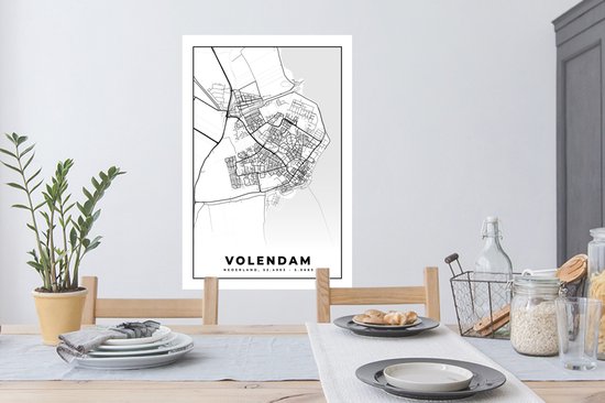Stickers muraux - Carte - Volendam - 60x90 cm - Feuille adhésive - Plan de la ville