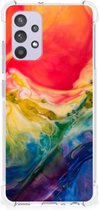 Shockproof Case Geschikt voor Samsung Galaxy A32 4G | A32 5G Enterprise Editie Telefoonhoesje Valbescherming met transparante rand Watercolor Dark