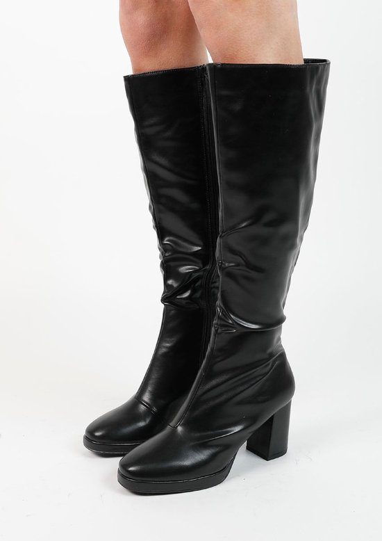 Sacha - Dames - Zwarte hoge laarzen met blokhak - Maat 42