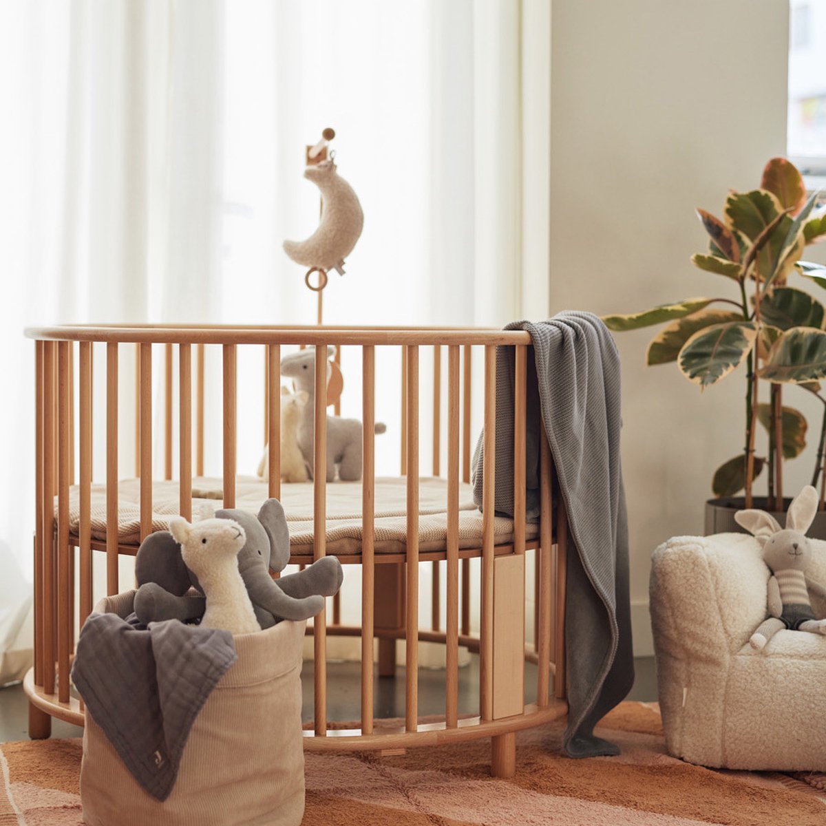 Bras mobile en bois pour berceau de bébé – Cintre mobile renforcé par vis  de 54 cm avec support mural pour décoration de chambre d'enfant (mobile non