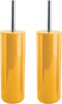 MSV Porto Toilet/wc - 2x - borstel in houder - kunststof - saffraan geel - 38 cm