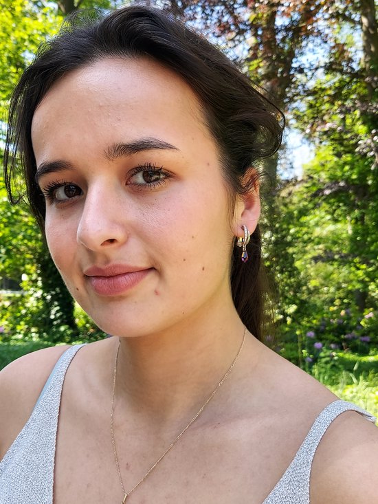 Clips oreilles Traveller - Gouttes - Suspendues - Cristaux Preciosa - Violet - Couleur argent - 157568