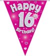 Oaktree - Vlaggenlijn Roze Happy 16th Birthday (4 meter)