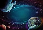 Fotobehang - Vlies Behang - Cosmos - Galaxy - Heelal - Ruimte - Sterren - Planeten - 208 x 146 cm