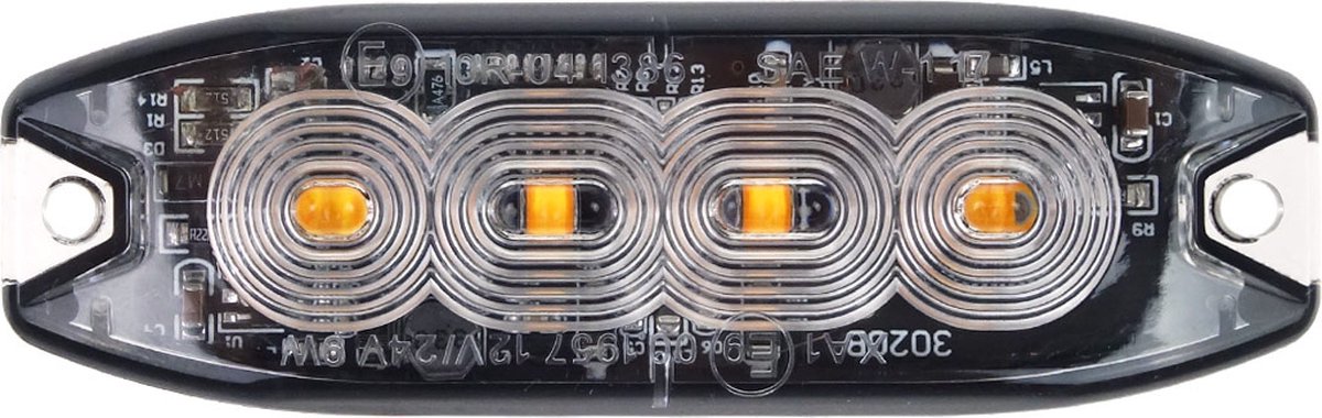 AMiO Grillflitser Strobe Functies Amber Geel 4x3W LED R65 R10 12V 24V IP67