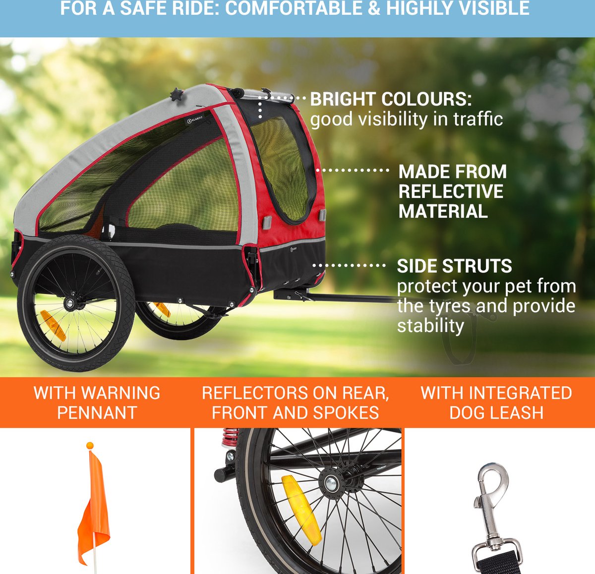 KESSER® Hondenaanhanger Boxer 3-in-1 hondenbugg & jogger fietsaanhanger groot ca. 240 liter volume, geveerd, materiaal: 600D Oxford canvas, SmartSpace Concept, maximale belastbaarheid: 40 kg (Rot KESSER® Hondenaanhanger Boxer 3-in-1 hondenbugg & jogger fietsaanhanger groot ca. 240 liter volume, geveerd, materiaal: 600D Oxford canvas, SmartSpace Concept, maximale belastbaarheid: 40 kg (Rot