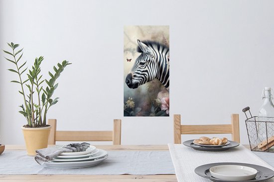 Muurstickers - Sticker Folie - Zebra - Wilde dieren - Vlinder - Bloemen -  20x40 cm -... | bol.com