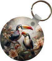 Sleutelhanger - Toekan - Vogels - Bloemen - Jungle - Plastic - Rond - Uitdeelcadeautjes