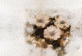 Fotobehang - Vlies Behang - Bloemen in een Gebarsten Muur - 3D - 312 x 219 cm