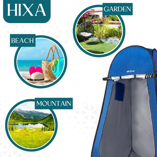 HIXA Douchetent - Pop up - Tent - Omkleedtent - Camping - Douche - Blauw - 120x120x190 cm - Polyester - HIXA