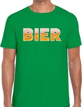 Bier tekst t-shirt groen heren - feest shirt Bier voor heren S
