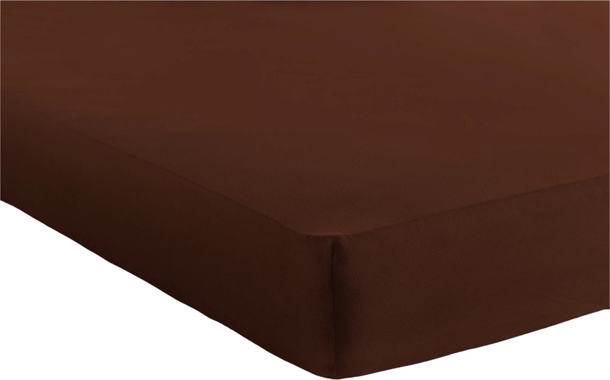 Bed Care Jersey Stretch Hoeslaken - 160/180x200 - 100% Katoen - 30CM Hoekhoogte - Donker Bruin