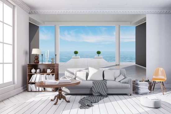 Bleu | Photomural gris, revêtement mural