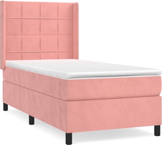 vidaXL - Boxspring - met - matras - fluweel - roze - 100x200 - cm