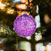 Krist+ kerstballen - 18x stuks - paars - kunststof - glitter
