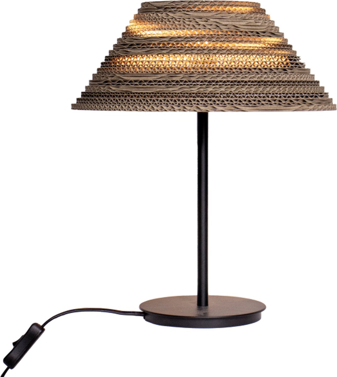 Kartonnen Tafellamp Drebkau - Tafellamp van karton - E14 fitting - 31x31x50 cm - Lampenkap - KarTent