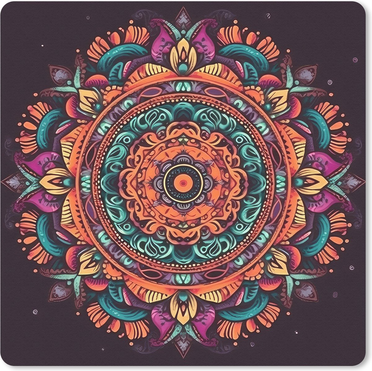 Muismat 30x30 cm - Mousepad Mandala - Bloemen - Hippie - Boho - Oranje - Muismatten