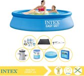Piscine Intex Easy Set - Piscine gonflable - 244x61 cm - Comprenant couverture solaire, kit d'entretien, filtre, aspirateur, tapis Solar et dalles de piscine