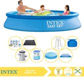 Intex Easy Set Zwembad - Opblaaszwembad - 305x61 cm - Inclusief Solarzeil, Onderhoudspakket, Zwembadpomp, Filter, Grondzeil, Solar Mat, Trap en Voetenbad