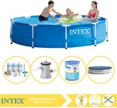Bol.com Intex Metal Frame Zwembad - Opzetzwembad - 305x76 cm - Inclusief Afdekzeil Onderhoudspakket Zwembadpomp en Filter aanbieding