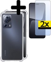 Hoesje Geschikt voor Xiaomi 13 Lite Hoesje Shockproof Case Siliconen Met 2x Screenprotector - Hoes Geschikt voor Xiaomi 13 Lite Hoes Cover Siliconen - Transparant.