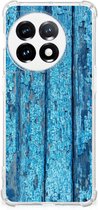 Shockproof Case OnePlus 11 Telefoonhoesje met doorzichtige rand Wood Blue