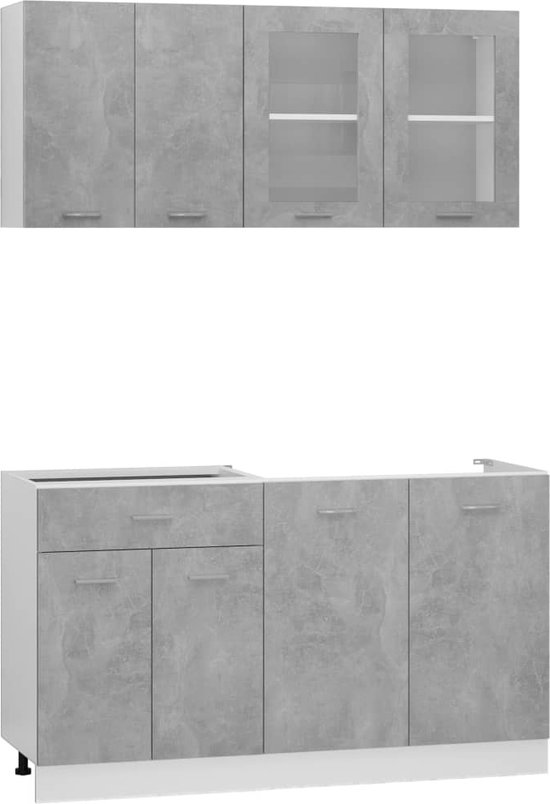 VidaXL 4-delige Keukenkastenset (beton)